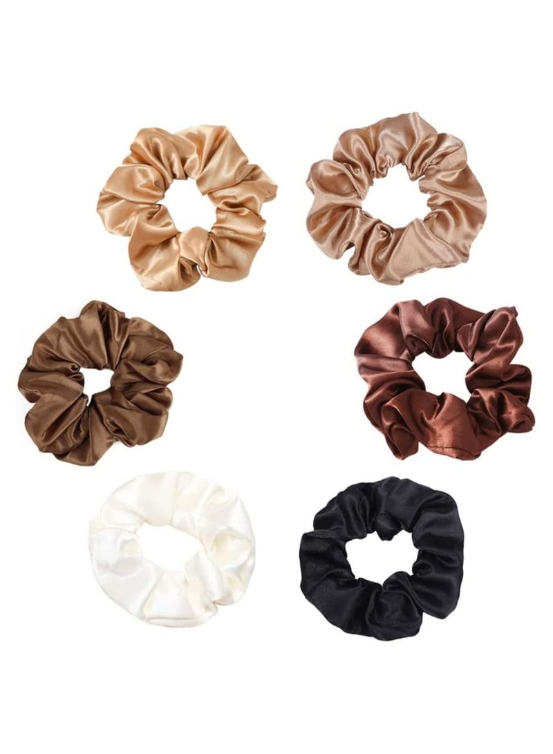 ORiTi Hair Scrunchies, Silk Satin Hair Ties Ropes Soft Elastic Hair Band Ponytail Holder Large Jumbo Hair Scrunchy Cute Hair Accessories for Women Girl -6 Pack  - Image 1