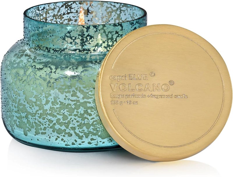 Capri Blue Volcano Scented Candles Glass Jar Aqua Opaline Blue, 19 oz - Image 1