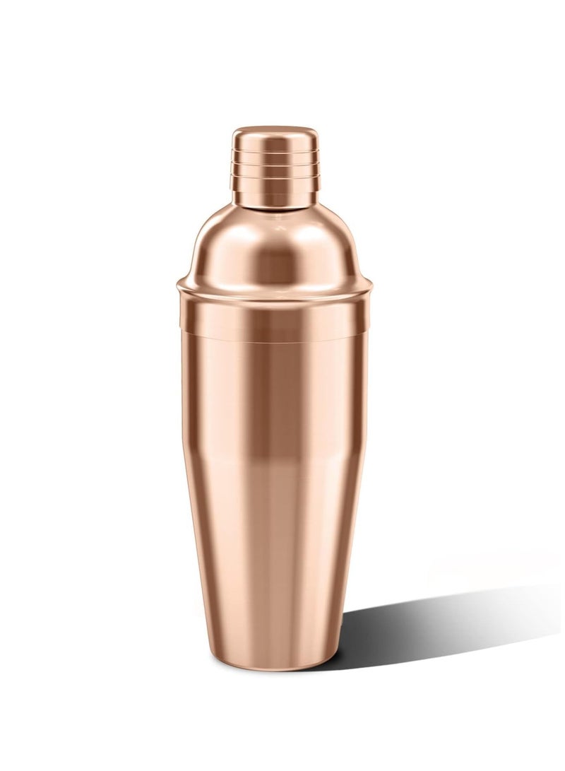 Liying Stainless Steel Cocktail Shaker 500ml, Drink Mixer with Built-in Strainer for Mixing Drinks Margaritas (Rose Gold)  - Image 1