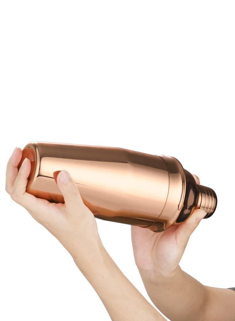 Liying Stainless Steel Cocktail Shaker 500ml, Drink Mixer with Built-in Strainer for Mixing Drinks Margaritas (Rose Gold)  - Image 2