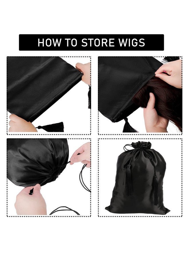 Jelyne 12 Pcs Large Silk Satin Bags Hair Storage Bag With Drawstring Tassel For Packaging Wigsbundleshair Extensions And Hair Tools 11.8X15.7Inch Multipurpose Large Bags - Image 4