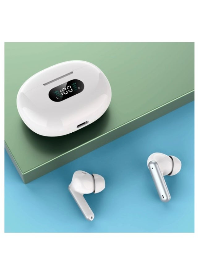 Haing سماعة أذن لاسلكية مع علبة شحن بيضاء - Image 4