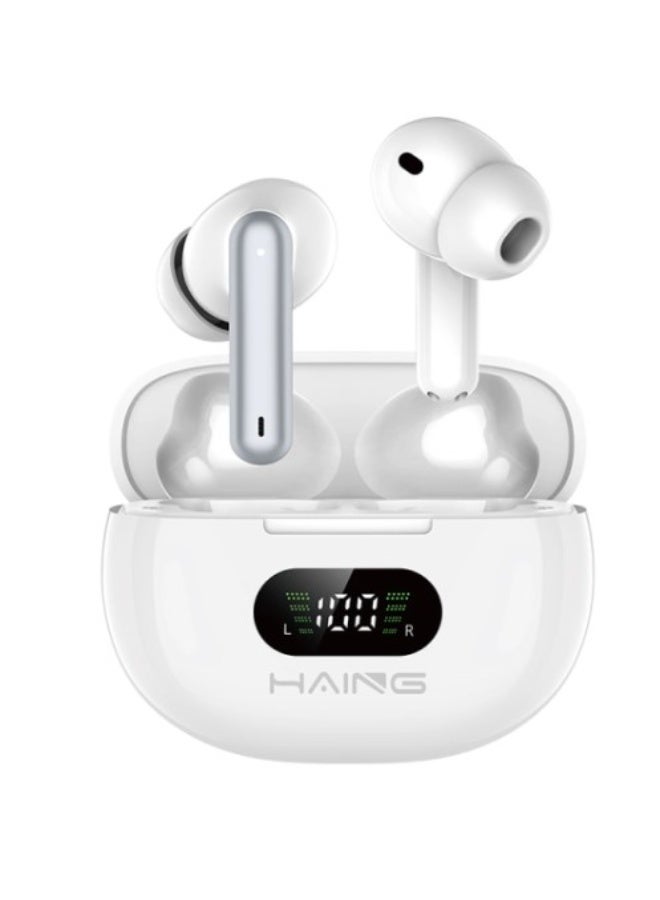 Haing سماعة أذن لاسلكية مع علبة شحن بيضاء - Image 2