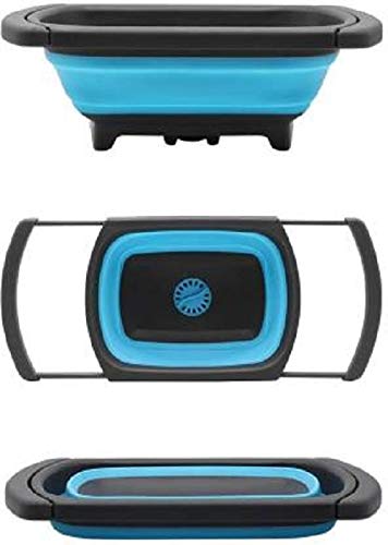 Skyzone Foldable Drain Basket Silicone Adjustable Collapsible Colander Vegetable Fruits Washing Strainer Kitchenware - Image 2