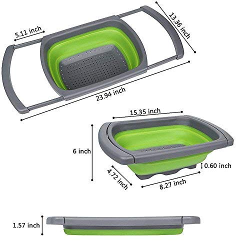 Skyzone Foldable Drain Basket Silicone Adjustable Collapsible Colander Vegetable Fruits Washing Strainer Kitchenware - Image 4