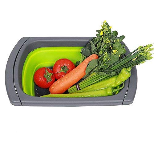 Skyzone Foldable Drain Basket Silicone Adjustable Collapsible Colander Vegetable Fruits Washing Strainer Kitchenware - Image 5