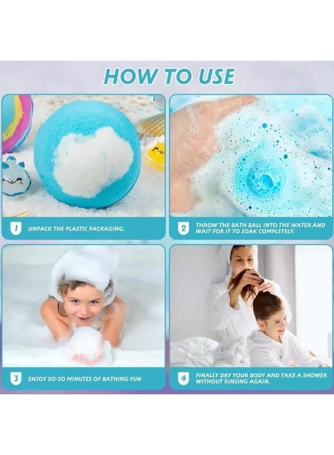 12 PCS Deep Sea Creature Kids Bath Bombs Gift Box, Scented Bubble Bath Fizzers With Random Cute Underwater Animal Surprise Mini Figurines, Gentle Skin-nourishing Bath Salt Balls, Eid Birthday Holiday Present for Boys and Girls - Image 4
