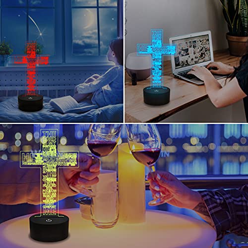 FULLOSUN Jesus Cross 3D Night Light, Christ Optical Illusion Lights 16 Colors Change with Remote Control, The Lord Desk Lamps Room Home Decor Xmas Birthday Easter Gifts - Image 5