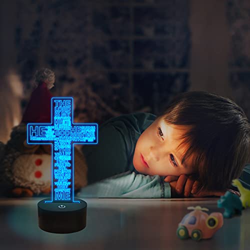 FULLOSUN Jesus Cross 3D Night Light, Christ Optical Illusion Lights 16 Colors Change with Remote Control, The Lord Desk Lamps Room Home Decor Xmas Birthday Easter Gifts - Image 3