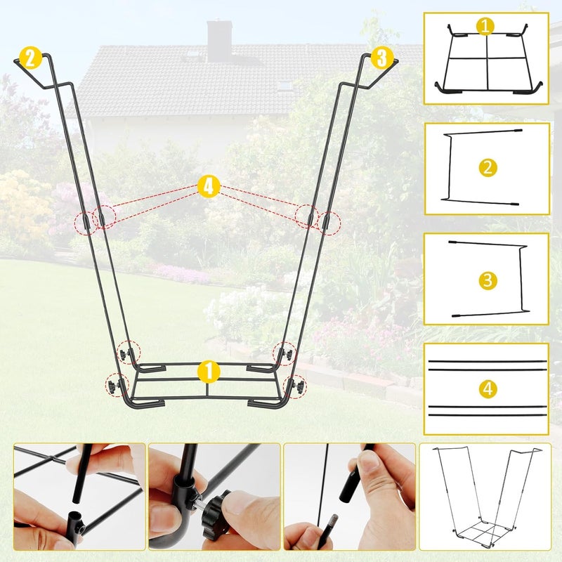 windforgecraft Generic Trash Bag Stand Holder Outdoor Metal Garden Garbage Bag Support Frame Multi-Use Portable Refuse Bag Rack Garden Trash Bag Holder Easy to Assemble for Leaves Camping Weeding Lawn Party - Image 3