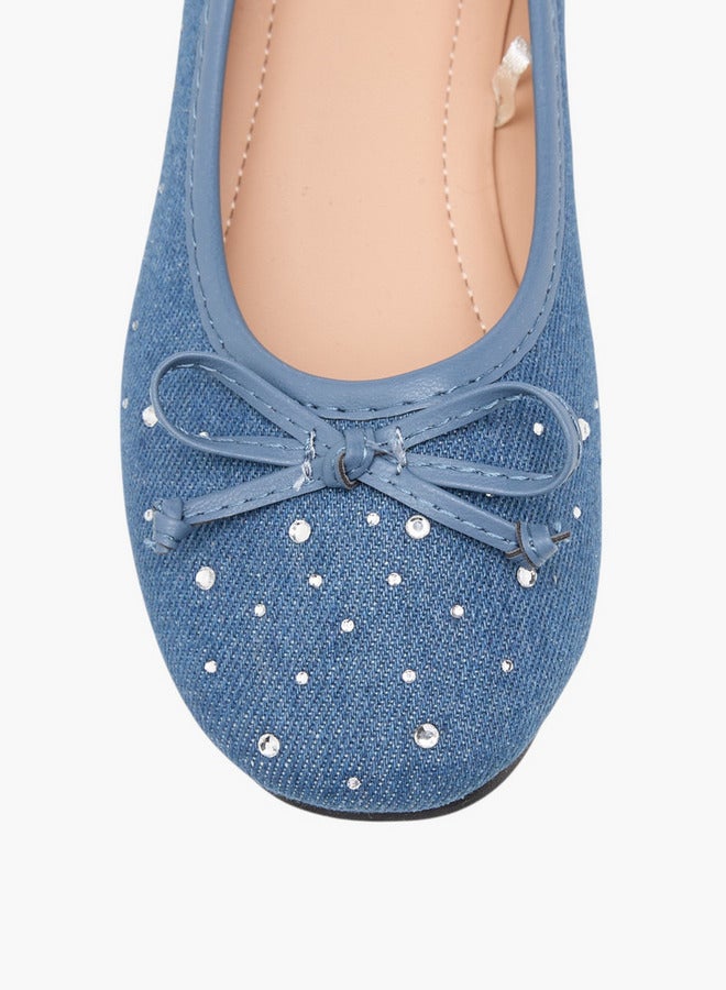 Flora Bella By Shoexpress Girls Bow Accent Slip-On Ballerina Shoes  - Image 4
