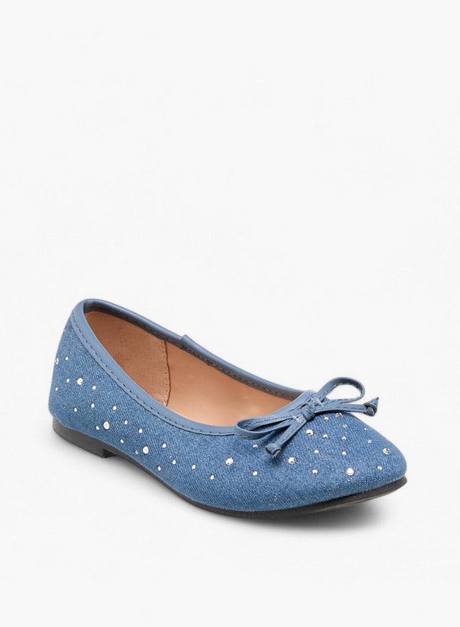 Flora Bella By Shoexpress Girls Bow Accent Slip-On Ballerina Shoes  - Image 2