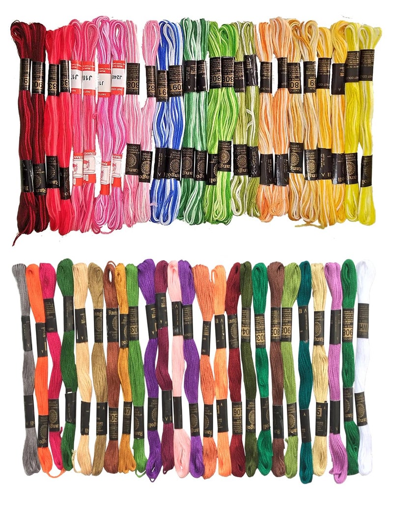 TE Ultimate Cross Stich Embroidery Thread Set:Premium Stranded Cotton Threads for Hand Embroidery & Craft.Create Masterpieces With Embroidery Floss Thread Skein Vibrant Colors(1st & 5th)(50 Pcs,150gm) - Image 1