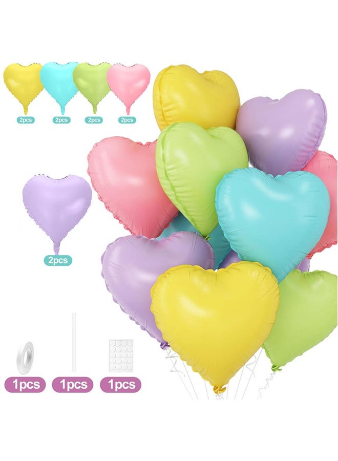 18 inch 10 Pcs Colourful Heart Balloons, Heart-Shaped Balloons, 5 Colours Heart Balloon for Birthday, Wedding, Valentine's Day, Baby Shower, Party Decoration - Image 1