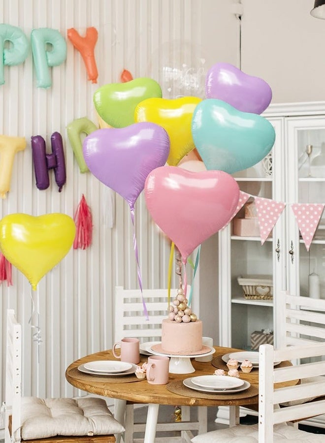 18 inch 10 Pcs Colourful Heart Balloons, Heart-Shaped Balloons, 5 Colours Heart Balloon for Birthday, Wedding, Valentine's Day, Baby Shower, Party Decoration - Image 5