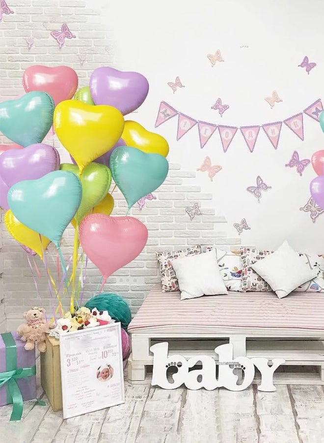 18 inch 10 Pcs Colourful Heart Balloons, Heart-Shaped Balloons, 5 Colours Heart Balloon for Birthday, Wedding, Valentine's Day, Baby Shower, Party Decoration - Image 2