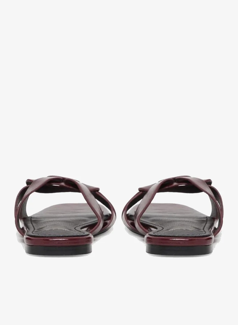 Styli  Burgundy Crisscross Strappy Flat Sandals for Women | Best Price UAE