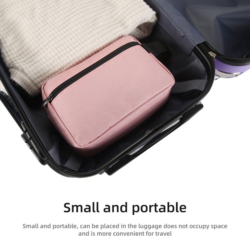 حقيبة إيكرامسي للسفر ( Travel Toiletry Bag)، حقيبة لوازم النظافة للنساء والرجال، مزودة بحامل، لوازم تجميل، إكسسوارات سفر للنساء والرجال، لون وردي، تصميم عصري - Image 5
