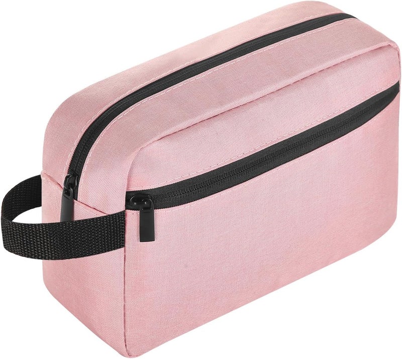 حقيبة إيكرامسي للسفر ( Travel Toiletry Bag)، حقيبة لوازم النظافة للنساء والرجال، مزودة بحامل، لوازم تجميل، إكسسوارات سفر للنساء والرجال، لون وردي، تصميم عصري - Image 1