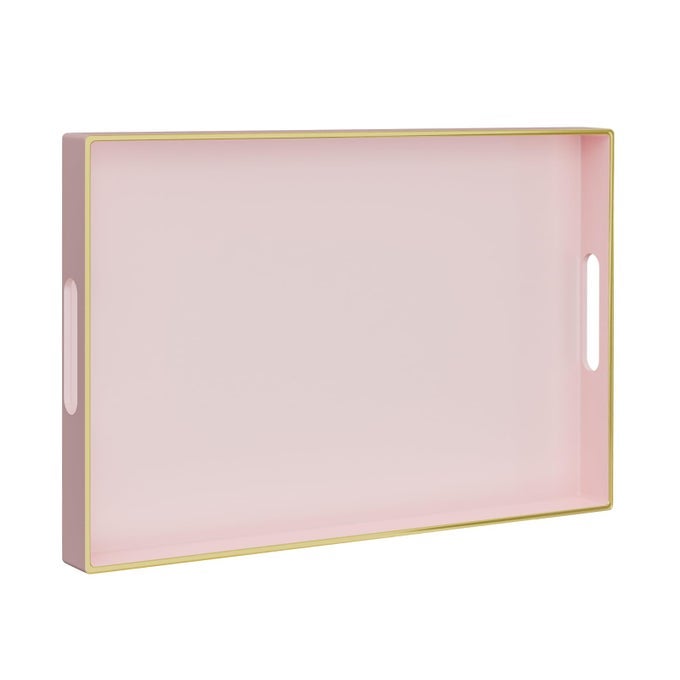 PINK SERVING TRAY WITH HANDLES RECTANGULAR DECORATIVE TRAY MODERN COFFEE TABLE TRAYS PLASTIC OTTOMAN TRAYS FOR BATHROOM DECOR 157 X 118 X 157