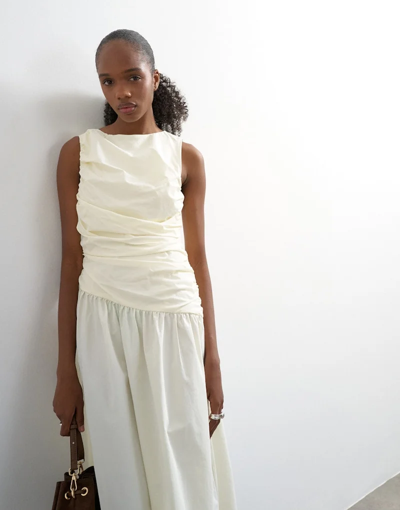 Topshop  Caros Poplin Ruched Maxi Dress for Women | Best Price UAE