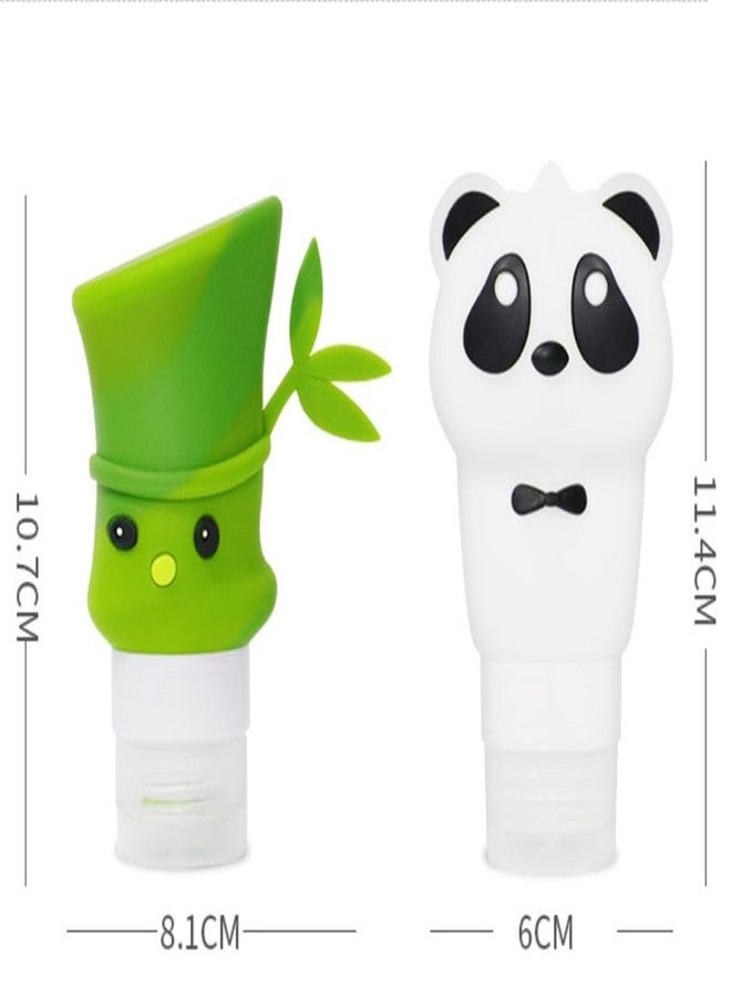 Haofy 2Pcs Cartoon Panda Bamboo Shape Cosmetic Container Silicone Travel Squeeze Bottle Shampoo Lotion Cosmetic Container Leak-Proof Liquids Bottles - Image 2
