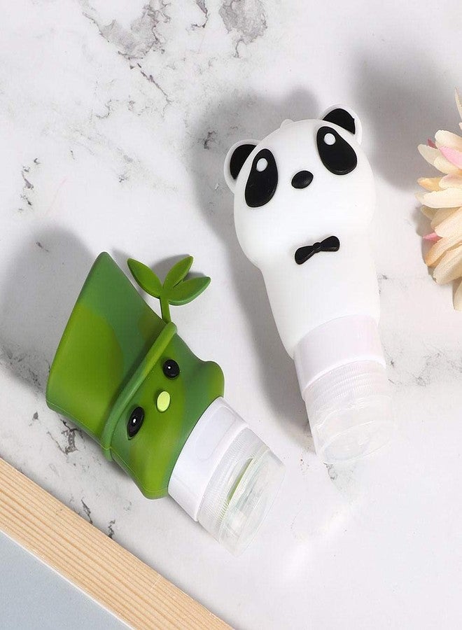 Haofy 2Pcs Cartoon Panda Bamboo Shape Cosmetic Container Silicone Travel Squeeze Bottle Shampoo Lotion Cosmetic Container Leak-Proof Liquids Bottles - Image 4