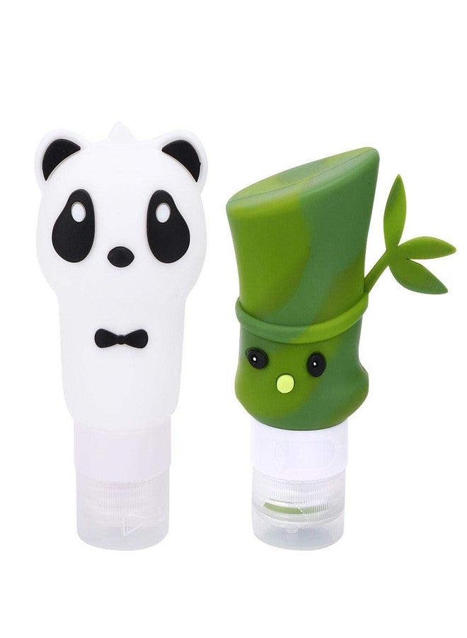 Haofy 2Pcs Cartoon Panda Bamboo Shape Cosmetic Container Silicone Travel Squeeze Bottle Shampoo Lotion Cosmetic Container Leak-Proof Liquids Bottles - Image 1