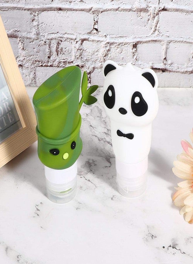 Haofy 2Pcs Cartoon Panda Bamboo Shape Cosmetic Container Silicone Travel Squeeze Bottle Shampoo Lotion Cosmetic Container Leak-Proof Liquids Bottles - Image 3