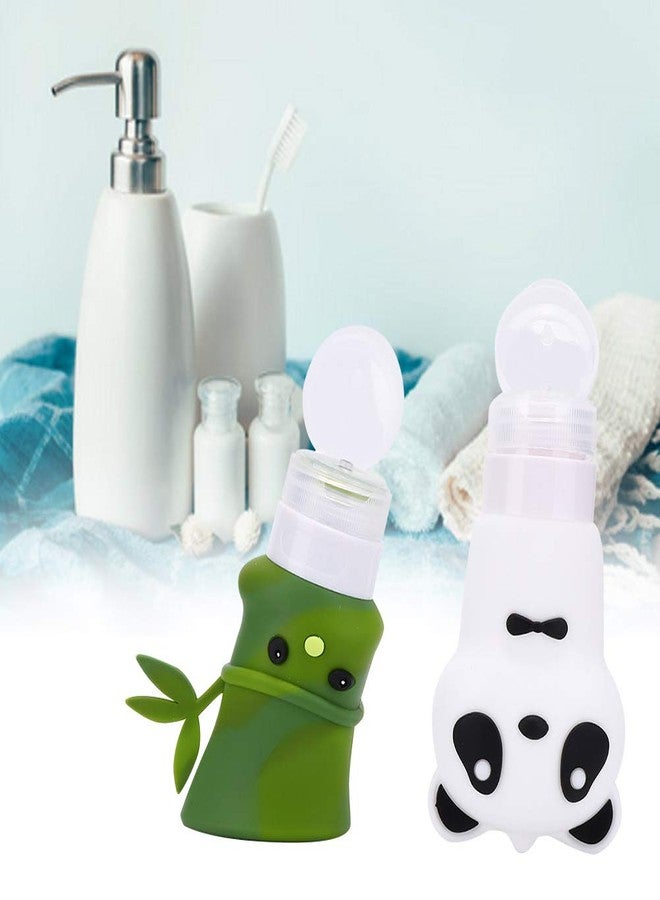 Haofy 2Pcs Cartoon Panda Bamboo Shape Cosmetic Container Silicone Travel Squeeze Bottle Shampoo Lotion Cosmetic Container Leak-Proof Liquids Bottles - Image 5