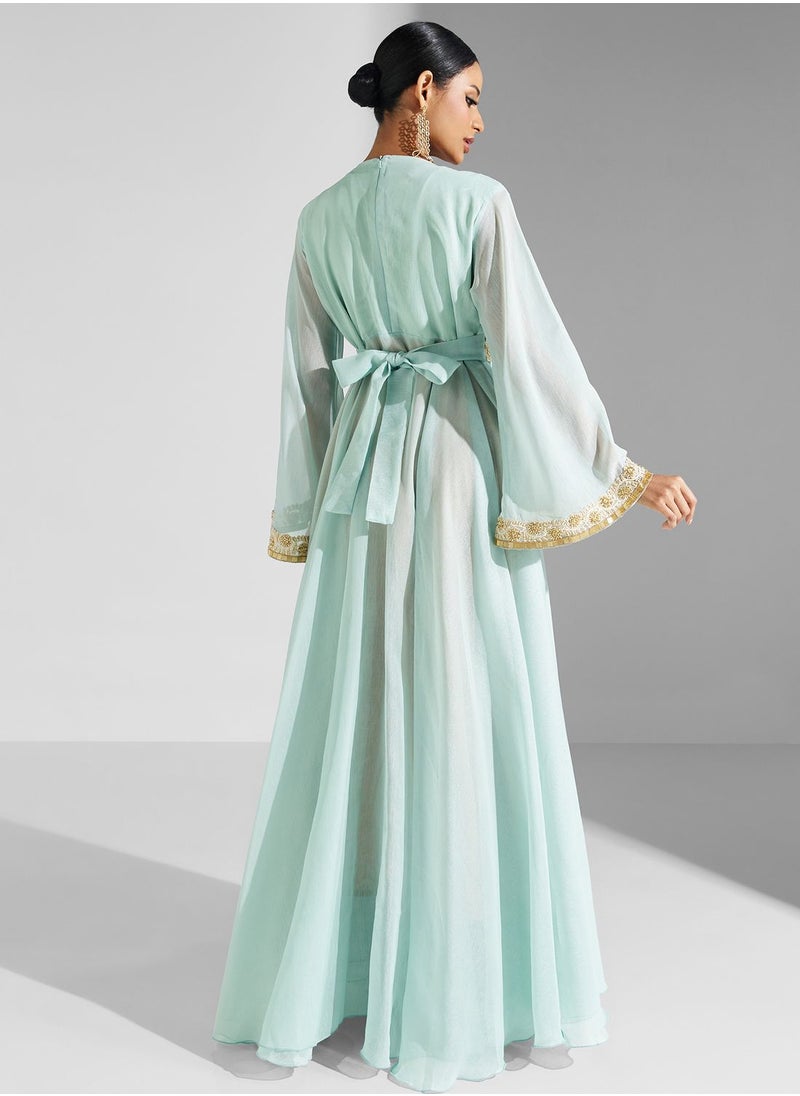 hayas closet - Lace Detail Belted Dress - Image 1