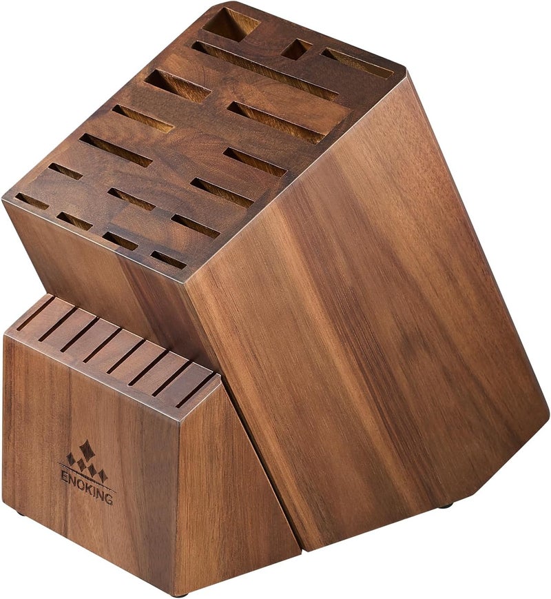 ENOKING Knife Block without Knives, Large Knife Holder- 25 Slots Acacia Wood Universal Knife Block, Butcher Block Countertop for Knife Storage Organizer - Image 1