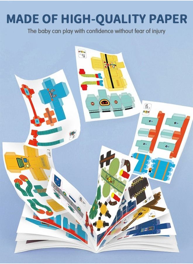 3D Origami Kit, Large Size Three-Dimensional Transportation Theme Origami, Handmade Paper and Origami Paper Patterned 10 Pack, 3D Paper Puzzle for Kids DIY Arts and Crafts