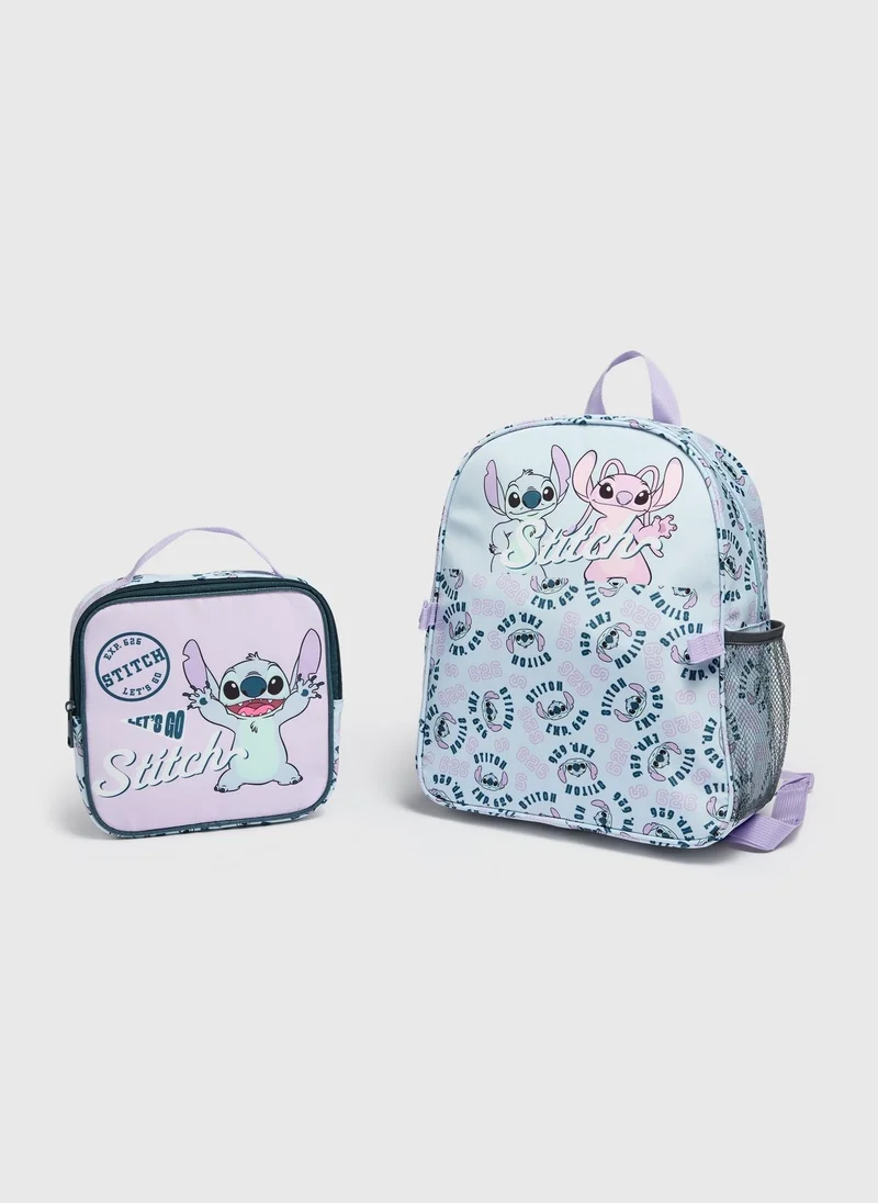 ماتلان Disney Stitch Blue Backpack & Lunch Bag Set