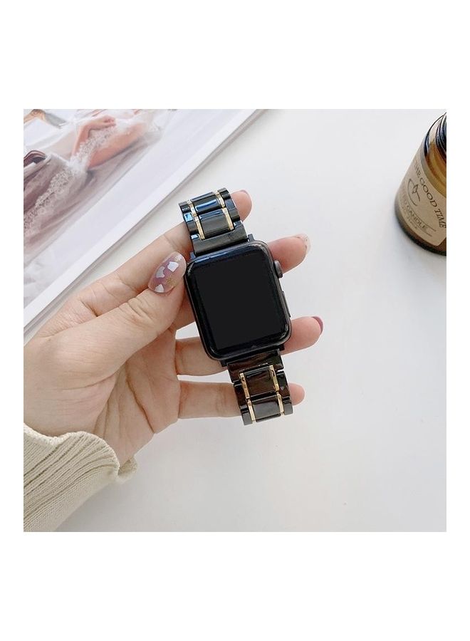 NIBEMINENT Replacement Watchband For Apple Watch Black/Gold - Image 1