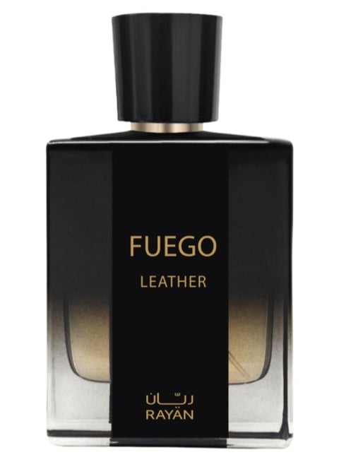 RAYAN Fuego Leather Perfume for Men – Long Lasting Arabian Eau De Parfum, 100mL (3.34 Fl oz) Men Perfume with Bergamot, Lavender, Vetiver, Sandalwood, Tonka & Amber - Ideal Gift for Ramadan & Eid