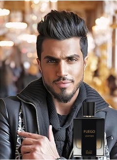 Rayan RAYAN Fuego Leather Perfume for Men – Long Lasting Arabian Eau De Parfum, 100mL (3.34 Fl oz) Men Perfume with Bergamot, Lavender, Vetiver, Sandalwood, Tonka & Amber - Ideal Gift for Ramadan & Eid  - Image 5