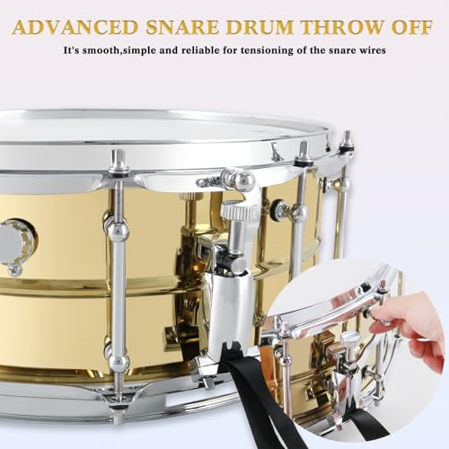 EASTROCK Snare Drum 14 X5.5 Inches Professional Snares for Drummer, Adult, Advanced Drum Set Snare Drums (Brass Color) - Image 2