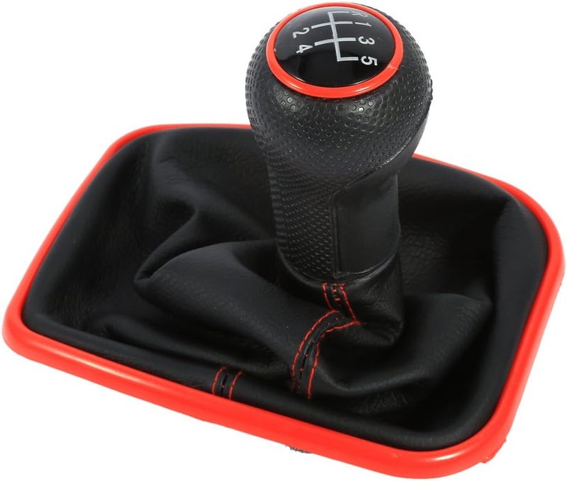 5 Speed Gear Shift Knob with Gaitor Boot, Black and Red PVC PU Leather Replacement for 1999-2004 - Durable Material, Easy Installation, Comfortable Grip for Manual Cars - Image 3