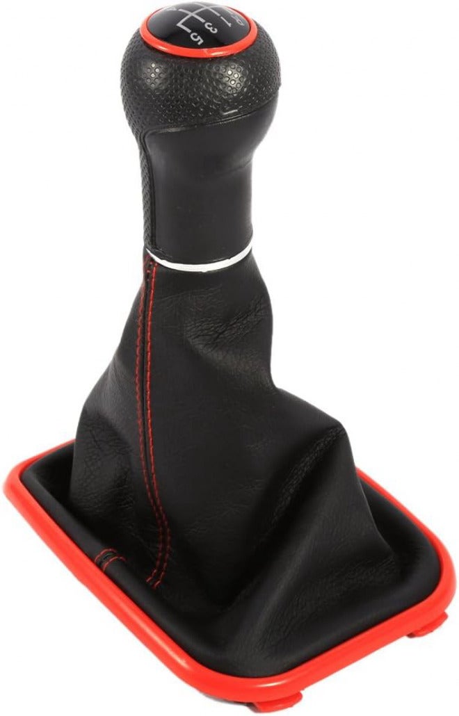 5 Speed Gear Shift Knob with Gaitor Boot, Black and Red PVC PU Leather Replacement for 1999-2004 - Durable Material, Easy Installation, Comfortable Grip for Manual Cars - Image 4
