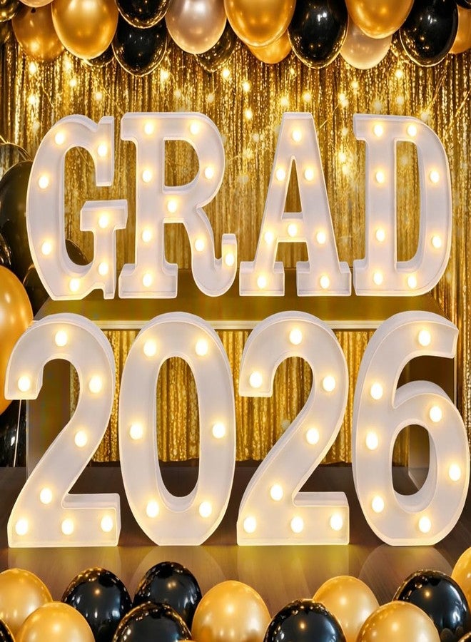BainGesk Graduation Decorations Class of 2026, 8 LED Marquee Light Up Letter “GRAD 2026” Sign for Graduation Party Decor, 2026 Graduation Decorations Party Favor Supplies - Image 1