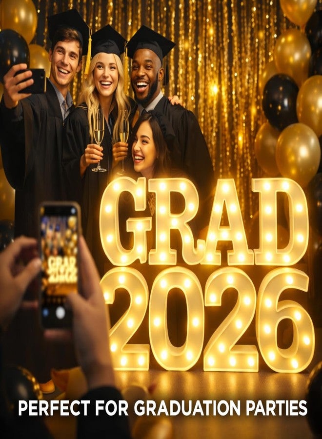 BainGesk Graduation Decorations Class of 2026, 8 LED Marquee Light Up Letter “GRAD 2026” Sign for Graduation Party Decor, 2026 Graduation Decorations Party Favor Supplies - Image 2