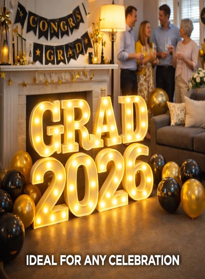 BainGesk Graduation Decorations Class of 2026, 8 LED Marquee Light Up Letter “GRAD 2026” Sign for Graduation Party Decor, 2026 Graduation Decorations Party Favor Supplies - Image 5