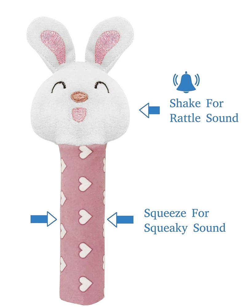 Pikipo Soft Ball (Small, 11Cm) and Bunny Face Soft Rattle Combo - Polyester, Softball, Pink - Image 2