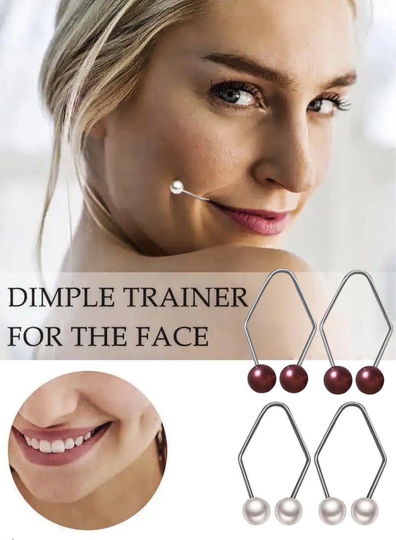 Estelle 2 Pair Dimple Maker for Cheeks Facial Dimple Trainer to Create Charming Smile Premium Stainless Steel Tool for Natural Dimples Easy Facial Expression Training Red and Pink - Image 2