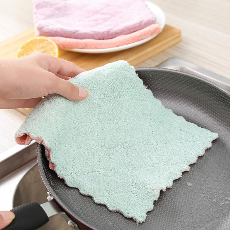 CHILDWEET 15pcs Double-Sided Kitchen Dish Towels Absorbent Wiping Rags Lint-Free Multipurpose Cleaning Cloths for Home and Tableware - Image 5