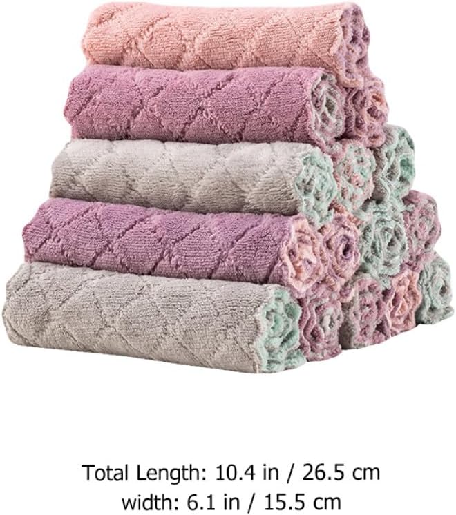 CHILDWEET 15pcs Double-Sided Kitchen Dish Towels Absorbent Wiping Rags Lint-Free Multipurpose Cleaning Cloths for Home and Tableware - Image 2