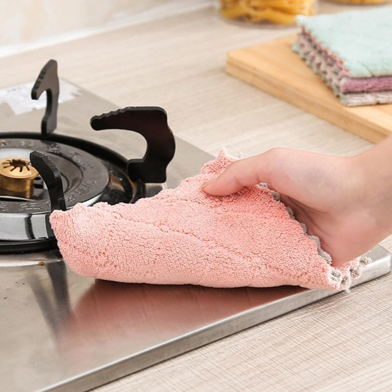 CHILDWEET 15pcs Double-Sided Kitchen Dish Towels Absorbent Wiping Rags Lint-Free Multipurpose Cleaning Cloths for Home and Tableware - Image 4