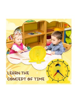 Excefore 2 Pcs Student Clock Time Telling Teaching Clock for Kids Classroom Learning Analog Clock Judy Clock Teachers Supplies Develops Day and Night Time Early Math Skills( 11.8 x 12 In)  - Image 4