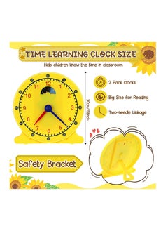 Excefore 2 Pcs Student Clock Time Telling Teaching Clock for Kids Classroom Learning Analog Clock Judy Clock Teachers Supplies Develops Day and Night Time Early Math Skills( 11.8 x 12 In)  - Image 2